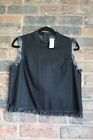 BLACK CHARCOAL DENIM FRAYED SLEEVELESS TOP SIZE SMALL BY GAP NEW