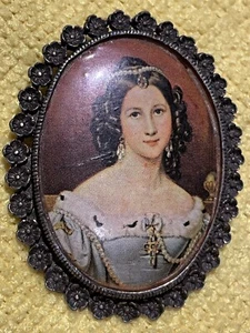 Broche de retrato floral de oro cameo victoriano década de 1940 - Imagen 1 de 9
