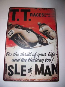 Tin Sign Plaque TT Races 12x8 - Picture 1 of 1