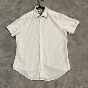 Robert Graham Button Down Shirt Men's Medium White Flip Cuff Geometric - Picture 1 of 9
