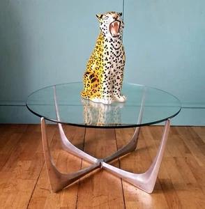 mid century coffee table glass top - Picture 1 of 10