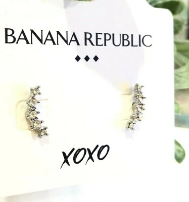 Banana Republ Women's Crystal Feather Crawler Stud Earrings NWT 39.99  - Image 1 of 4
