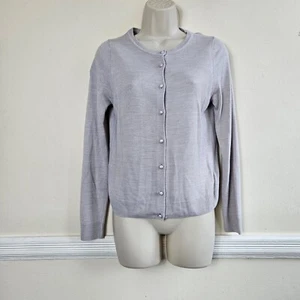 M&S Classic Silver Cardigan Women's Size 8 Button Front Crew Neck Knit - Picture 1 of 9