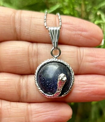 Medallón Colgante Moda Piedra Solar Azul Lleno de Oro Blanco CADENA SURTIDA GRATIS #1 Foto 1 de 4