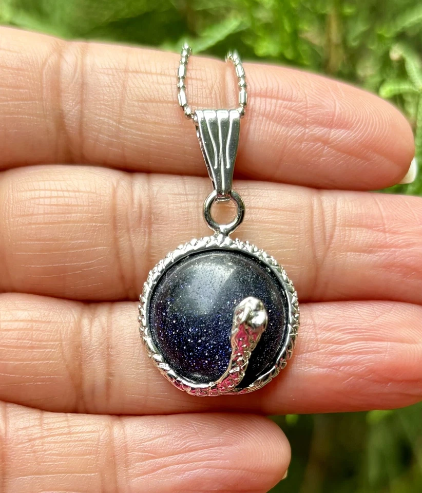 Medallón Colgante Moda Piedra Solar Azul Lleno de Oro Blanco CADENA SURTIDA GRATIS #1 Foto 1 de 4