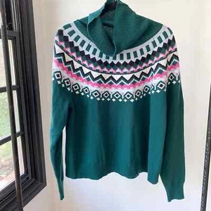 1901 Nordstrom Cowl Neck Green Knit Sweater sz XXL - Picture 1 of 8