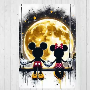 Insegna artistica da parete in metallo 10"x14" ispirata a Topolino e Minnie ufficio casa - Foto 1 di 1