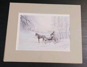 Vintage Art Print AMISH Country Buggy Miran Lee 5x7 Matted 8x10 - Picture 1 of 19