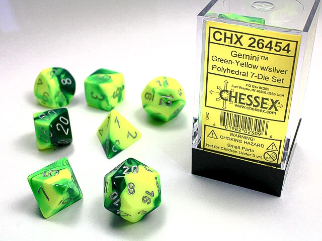Chessex Gemini Dice Set - Dual-Color Polyhedral Dice for RPGs | Multiple Styles - Image 1 of 1