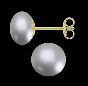 Ohrstecker Gold 333 graue echte Süßwasserzuchtperle 8,5 - 9,0 mm Buton 1 Paar - Imagen 1 de 1
