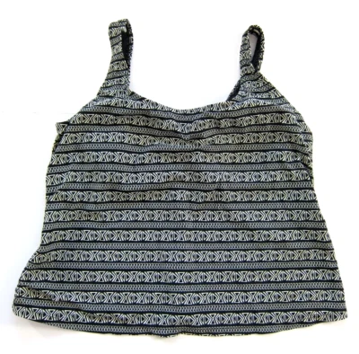 Croft&Barrow Black White Geometric Padded Built In Bra Tankini Swim Top 22W - Image 1 of 4