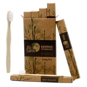 Bamboo Toothbrush - White - Family Pack of 4 - Med Soft - Picture 1 of 1