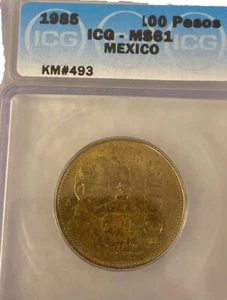 1985 Icg MS 61 Mexico 100 pesos - Picture 1 of 5