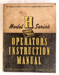 CUMMINS DIESELS MODEL H SERIES OPERATOR'S INSTRUCTION MANUAL 104 PAGES, 1944 - Picture 1 of 6