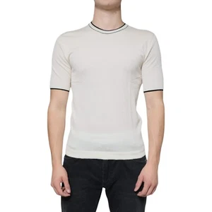 DOLCE & GABBANA T-shirt Off White Cashmere Short Sleeves Men IT44/US34/XS 990usd - Picture 1 of 8