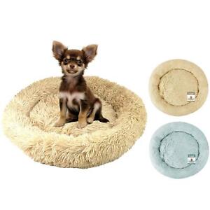 Dog Bed Fluffy Soft Cat Puppy Pet Donut Mattress Cushion Grey Beige Small 48cm