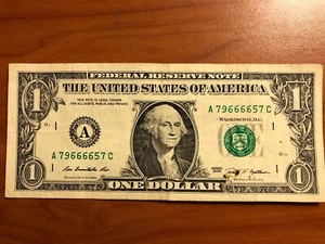 SOLID QUAD "6666" in $1 Dollar Bill SERIAL NUMBER of NOTEs from various FRB's - Picture 1 of 12