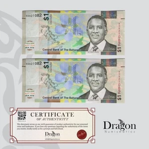 BAHAMAS COUPLE 1 DOLLAR (2017) 2 PCS- POLICE BAND/NEW EDITION/p-77 UNC🐉 - Picture 1 of 2