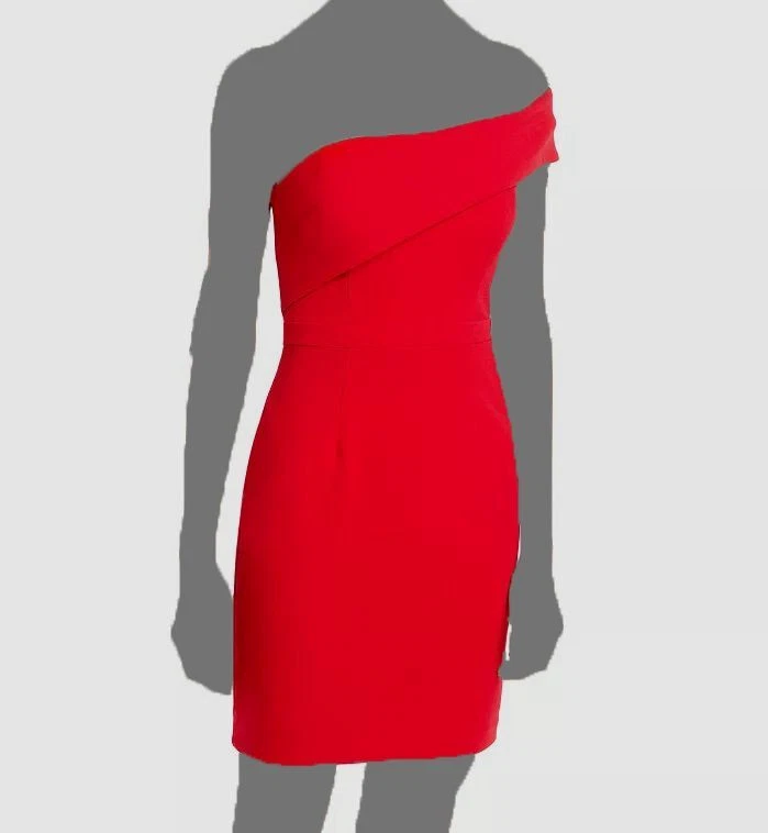 Aqua Dresses Women's Red One-Shoulder Scuba Crepe Mini Dress Size 6