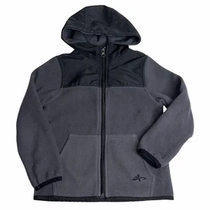 Athletech Fleece Full Zipper Hoodie Jacket Boys Gray & Black Size: XS 4/5 EUC - Picture 1 of 3