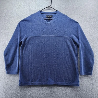 Consensus Sportswear Sweater Mens Large Blue V Neck Textured Fleece Pullover - Image 1 of 4