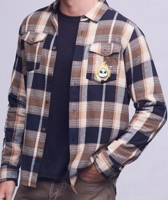 Camisa Disney Adulto Grande Marrón Negra Pesadilla Antes de Navidad Franela Occidental Foto 1 de 4