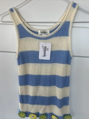 Speechless Girls Multicolored Striped Round Neck Sleeveless Tank Top W FlowersM - Image 1 of 4