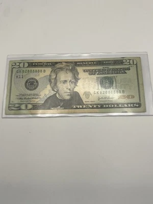 GK82888888B $20 Repeater 7 total 8s, 6 in a row Fancy Serial Number - Image 1 of 2