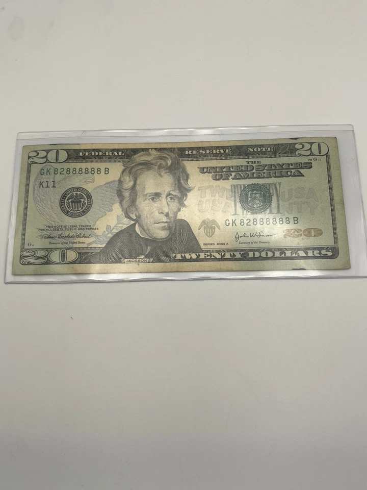 GK82888888B $20 Repeater 7 total 8s, 6 in a row Fancy Serial Number - Image 1 of 2