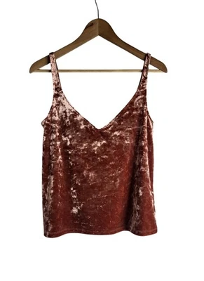 Camisola H&M Oro Rosa Sin Mangas Cuello en V Terciopelo Aplastado Estilo Vintage Talla X Pequeña Foto 1 de 4
