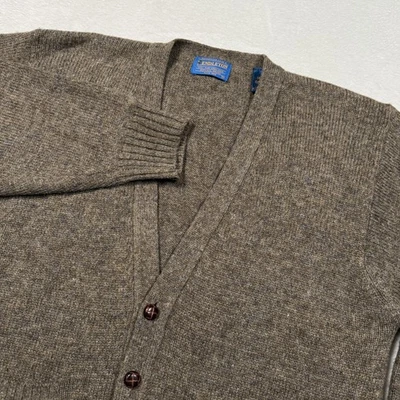 Pendleton Sweater Mens Medium Brown Shetland Wool Cardigan V Neck Button Front - Image 1 of 4