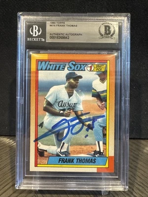 1990 Topps - Frank Thomas #414 (RC) novato Beckett autêntico autografado - Imagem 1 de 2