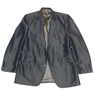 Circle S Sport Coat Mens 42R Pinstripe Western Yoke Blazer Vintage Cowboy Jacket - Image 1 of 4