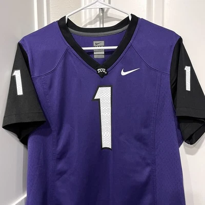 TCU Horned Frogs Jersey Womens XL Purple Nike Football #1 Performance MSTR08391 - Image 1 of 4