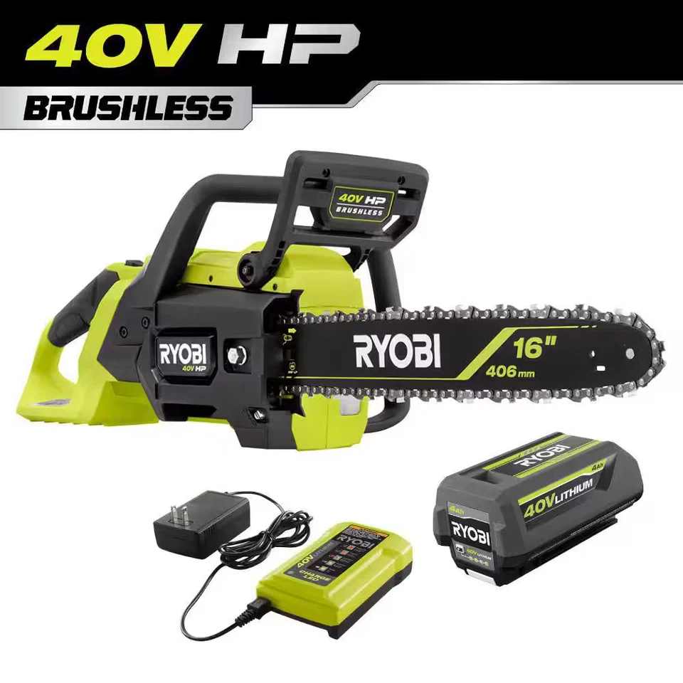 40V HP sin escobillas 16 pulgadas Motosierra a batería con batería de 4,0 Ah y cargador Foto 1 de 1