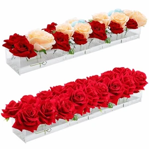 Paquete de 2 jarrones de acrílico transparente para flores jarrón rectangular de 17 pulgadas de largo con 18 H... - Imagen 1 de 7
