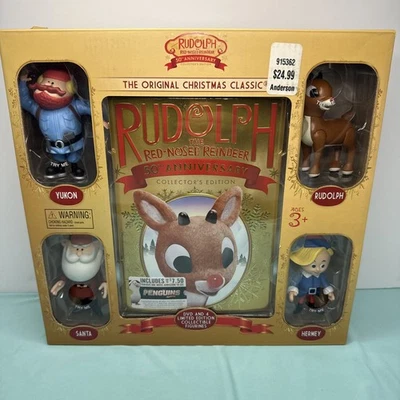 Rudolph Red Nosed Reindeer 50th Anniversary DVD & 4 Limited Edition Figures - Image 1 of 4