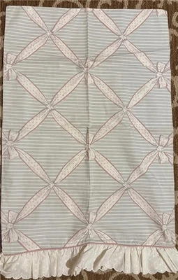 Vintage Wamsutta King sheet set ribbons bows lace Cottage Grannycore gray pink - Image 1 of 4