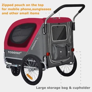 Remolque para bicicletas para perros de hasta 78 libras 2 en 1 cochecito para mascotas caminar correr correr al aire libre - Imagen 1 de 3