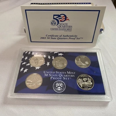 2003 US Mint 50 State Quarters Proof Set w/ Box & COA Illinois Alabama Maine - Image 1 of 4