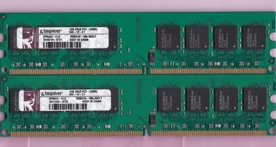 2GB 2x1GB PC2-5300 KINGSTON KPN424-ELG DDR2-667 DESKTOP RAM MEMORY KIT DIMM - Image 1 of 4