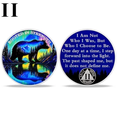 Polar Bear 2 Year Sobriety Coin Rooted In Strength AA Chips Medallion Sober Gift - Image 1 of 4