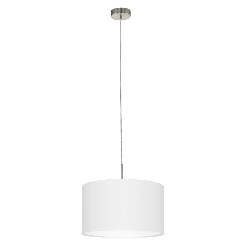 Lampadario A Sospensione Minimal Pasteri Acciaio Nichel Bianco 1 Luce E27 - Immagine 1 di 1