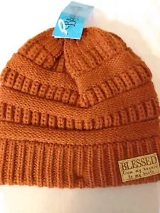 Blessed Girl Adult Winter Ponytail Hat Toboggan Beanie-Orange-Blessed - Picture 1 of 5