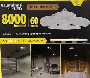 Luminus LED 60W 8000 Lumens E27 Ceiling Light Bulb Indoor Garage Shed Workshop - Picture 1 of 11