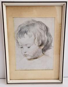 "Artist Son Nicholas" ~ Peter Paul Rubens Framed Post Card 1959 ~ 7.5 x 5.5 Exc*