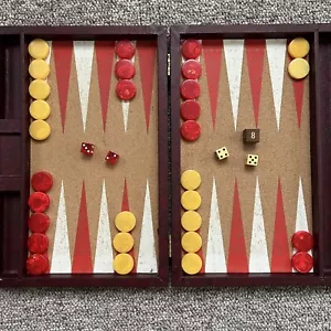 Vintage MCM Bakelite Cardinal Backgammon Set Swirl Red & Butterscotch Complete - Picture 1 of 11