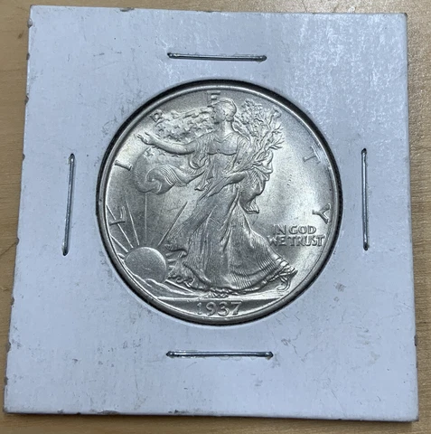 1937 Walking Liberty Half Dollar - Very Choice BU Cover