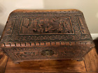 Antique Wooden Hand Carved Wood Yu Ting Good Luck Chest Box Hong Kong Very rare