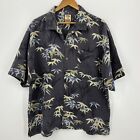 Tommy Bahama Short Sleeve Button Shirt Men's XL Gray Floral Print 100% Silk
